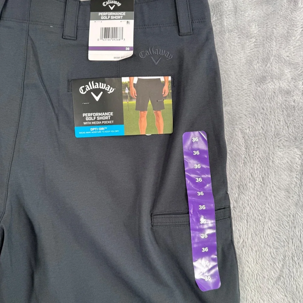 NWT Callaway Performance Golf Short Men 36 Black Caviar CGBSE077 Opti-Dri Pocket